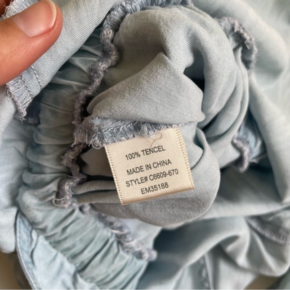 Cloth & Stone Tencel Jumpsuit chambray size medium blue denim wrap Summer tank - Picture 11 of 16